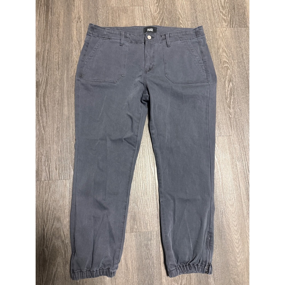 Paige Mayslie Jogger Gray Utility Pants Side Zip Size 33 6034799-2063